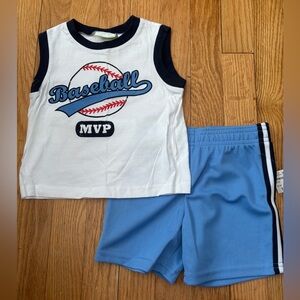 1st Impressions Baby Boys Baseball MVP Short Set With Tank Top - Size 12 Months